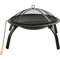 vidaXL Vuurschaal en barbecue 2-in-1 met pook 56x56x49 cm staal