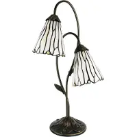Clayre & Eef Tiffany tafellamp, 61 cm, bruin en wit, polyresin