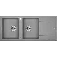 Laveo Design wastafel van graniet, 2 bakken, grijs