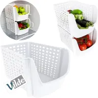 By Lille Vilde Opbergcontainers, opbergboxen, koelkastboxen voor fruit en groenten, wit, 29x21x16 cm