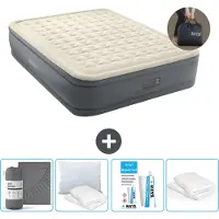 Intex Luchtbed - 2-Persoons - 152 x 203 x 46 cm - Grijs - Inclusief pomp - Hoeslaken - Kussen - Reparatieset en Kussenbeschermer