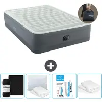 Intex luchtbed - 2 personen - 152 x 203 x 46 cm - Grijs - Inclusief pomp - Spanlakenset - Kussens - Reparatieset en kussenbeschermer