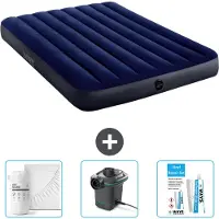 Intex Luchtbed - Twijfelaar - 137 x 191 x 25 cm - Blauw - Inclusief Hoeslaken - Pomp en Reparatieset