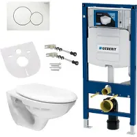 Geberit Wandtoilet met soft-close deksel. SIGMA wandanker, compleetset met bijpassend voorwandelement