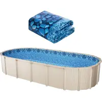 Vevor Ovale zwembadfolie, afmetingen 12x24 voet, overlapmodel, met een wandhoogte van 54 inch