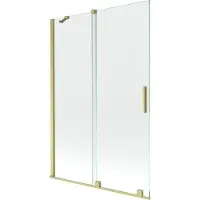 Mexen Velar badwand 2-delig schuifbaar 120 x 150 , transparant, geborsteld goud - 896-120-000-01-55