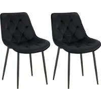 CLP Wallace Set van 2 eetkamerstoelen - Zonder armleuning - Metalen frame - Vloerbeschermers - Velvet - Fluweel/zwart