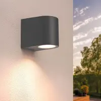 LEDVION - LED Wandlamp Dimbaar - 5W - 2700K - IP54 - Antraciet & - GU10