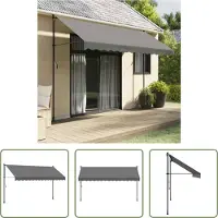 The Living Store Uittrekbare Luifel 350x150 cm - Duurzaam Staalframe - Verstelbare Hoogte - Antraciet
