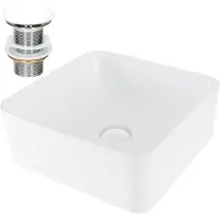 LuxeBath Wastafel incl. afvoerset zonder overloop 39x39x15 cm Wit keramiek ML-Design
