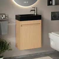 Mirlux Toiletmeubel elen 40cm licht eiken wastafel zwart
