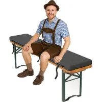 Ferocity - Tuinbankkussen 220x25 cm - Weerbestendig & Waterdicht - Bierbankkussen Zitbankkussen - Bevestigingsriemen - Polyester - Grijs