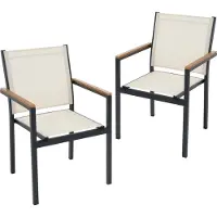ML-Design Set van 2 tuinstoelen met armleuningen, beige, van textilene, balkonstoel met aluminium frame