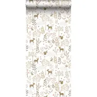 ESTAhome behang bos met bosdieren terracotta roze en beige - 53 cm x 10.05 m - 139521