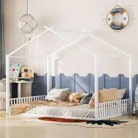 Ulife Kinderbed met metalen frame, robuust en stijlvol, perfect voor elk interieur. Maximale belasting: 150 kg. Kleur: zwart. Afmetingen: 140x200 cm