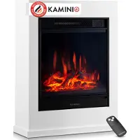 KAMINIO Elektrische kachel KALLE - Elektrische vrijstaande kachel met verwarming, 3D-vlammeffect, afstandsbediening - Wit