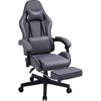 Vdd - gamestoel met voetsteun - padded armsteunen - hoogte verstelbaar - massage kussen – grijs
