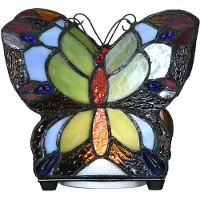 Clayre & Eef Tiffany tafellamp vlinder 15x8x13 cm led glas tiffany lampen