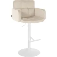 CLP Barkruk Los Angeles - fluweel, wit frame - crème kleur