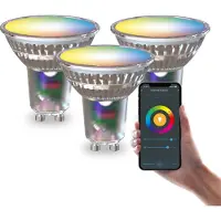 Calex Slimme LED Lamp - Set van 3 stuks - GU10 kleurlamp - Wifi Verlichting - Smart lamp - Dimbaar - RGB en Warm Wit licht - 4.9W