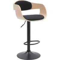 CLP Kingston Barkruk - Met rugleuning - Armleuning - Voetsteun - Frame Zwart - mat zwart/natura/zwart