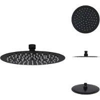 vidaXL Regenbrause, roestvrij staal, 20 cm, rond, zwart - Douchekoppen