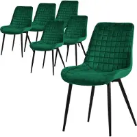 ML-Design Eetkamerstoel set van 6 donkergroen met fluwelen bekleding en stalen poten Keukenstoel met rugleuning ML design