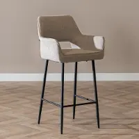 Livin24 Scandinavische barkruk Inga gerecyclede stof taupe 78 cm
