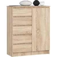 Akord Kommode K80 met 5 Lades en 1 Deur / Furniture Factory / Sonoma Eik / 80 x 97 x 35 cm