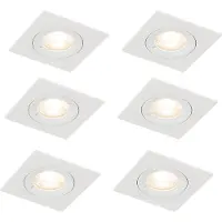QAZQA Set van 6 inbouwspots wit vierkant GU10 50mm IP44 - Xena