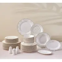 Karaca Siena Servieset 53-Delig – 12 Personen – New Generation Bone – Goud Detail – Luxe Dinerset