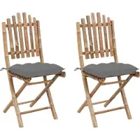 Syfax Opklapbare stoelen (2 stuks) met kussens, bamboe