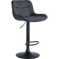 CLP Vonore Barkruk - Met rugleuning - Met voetensteun - Verstelbaar - Metalen frame - Velvet - Fluweel - zwart/zwart