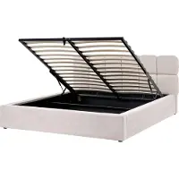 Beliani BASTON - Bed met opbergruimte - Lichtbeige - 160 x 200 cm - Polyester