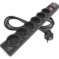 Emos Overspanningsbeveiliging – 6 stopcontacten, 1,5 m, zwart, P54218