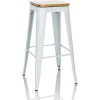 Hjh OFFICE Barkruk VANTAGGIO HIGH WS metallic wit / zitting echt hout draaibaar licht