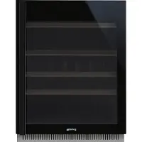 Smeg Inbouw Wijnklimaatkast Wijnklimaatkast, Dolce Stil Novo, Inbouw, Positie scharnier: Rechts, Zwart, 38, G