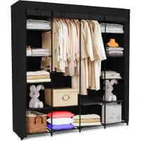 Brixy Kledingkast - XXL - Kleerkast - Opvouwbaar - 175 x 170 x 45cm - Stoffen Vouwkast - Zwart