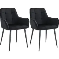 CLP Ferndale Set van 2 eetkamerstoelen - met armleuning - klassiek - met metalen poten - velvet - fluweel - Fluweel/zwart
