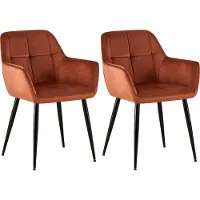 CLP Emia Set van 2 eetkamerstoelen - Met armleuning - Velvet - bruin