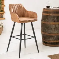 Riess Elegante barkruk TURIN vintage bruin met decoratieve gewatteerde barstoel met armleuning - 40439