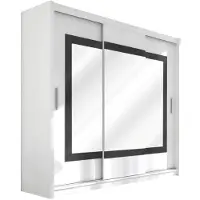 Vente-unique Kast met 3 schuifdeuren - met spiegel - L. 250 cm - Wit - AUTLAN
