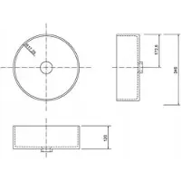 Deftrans Keramische wastafel met opzetstuk, 36x36x12 cm, rond, voor in de badkamer