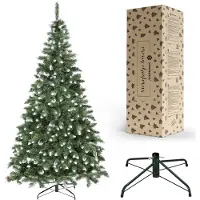 Springos Kunstkerstboom - - 250 cm - Kunstsneeuw - Echte kegels - PVC