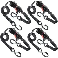 Masterlock set of 4 ratchet tie downs with S hooks 4,25m - colour : black - PVC g - 3056EURDAT
