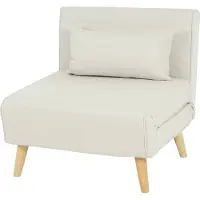 Mendler Fauteuilbed -D35, slaapbank functionele fauteuil inklapbare fauteuil relaxfauteuil jeugdfauteuil, stof/textiel ~ crème-beige