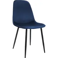 CLP Maryam Eetkamerstoel - klassiek - met rugleuning - zwart metalen frame - belastbaar tot 150 kg - Fluweel/donkerblauw