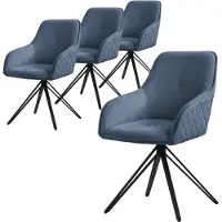 ML-Design : 4 eetkamerstoelen, draaibaar, blauw, met stoffen bekleding en metalen poten