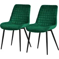 ML-Design Eetkamerstoel set van 2 donkergroen met fluwelen bekleding en stalen poten Keukenstoel met rugleuning ML design