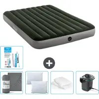 Intex Luchtbed - 2-Persoons - 152 x 203 x 25 cm - Groen - Inclusief Hoeslaken - Kussen - Pomp - Reparatieset en Kussenbeschermer